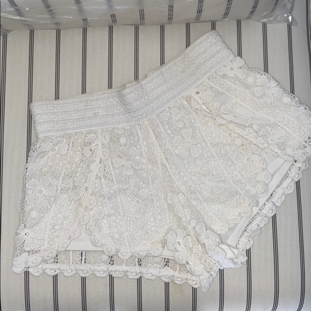White lace shorts